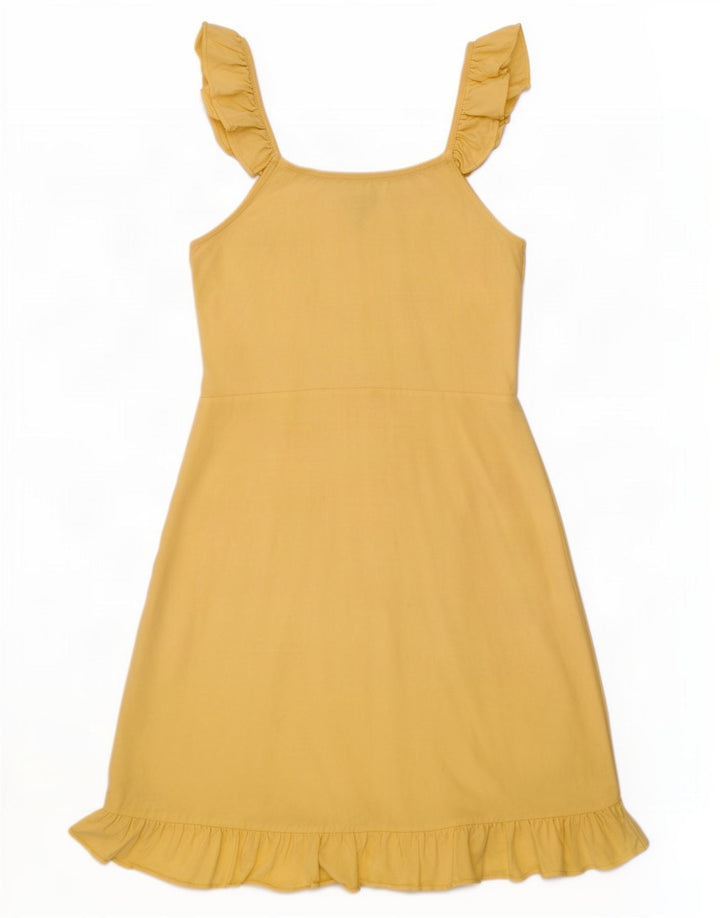 Vestido de verão feminino French Connection UK 8 pequeno modal amarelo
