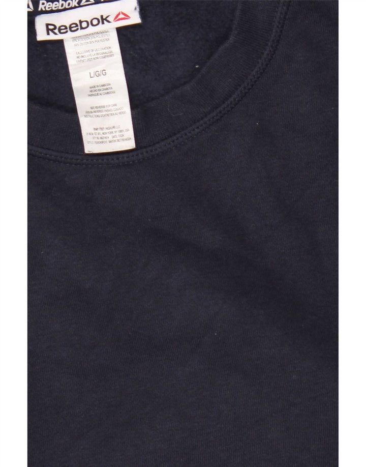 Reebok moletom masculino jumper grande algodão azul marinho