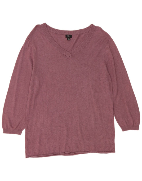 Suéter feminino Mossimo manga 3/4 com decote em V Reino Unido 20 2XL roxo rayon