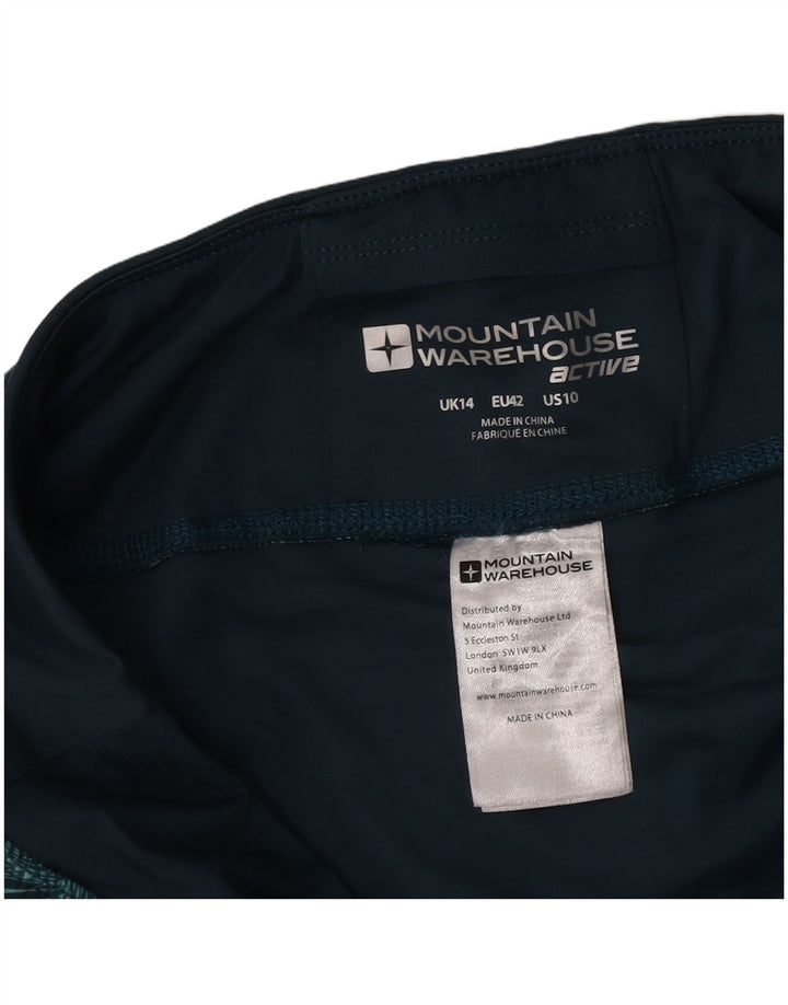 Shorts esportivo feminino com padrão abstrato Mountain Warehouse UK 14 verde grande