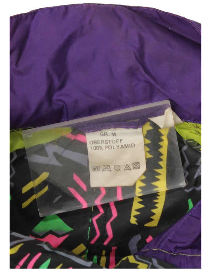Jaqueta de chuva masculina vintage UK 38 poliamida geométrica roxa média