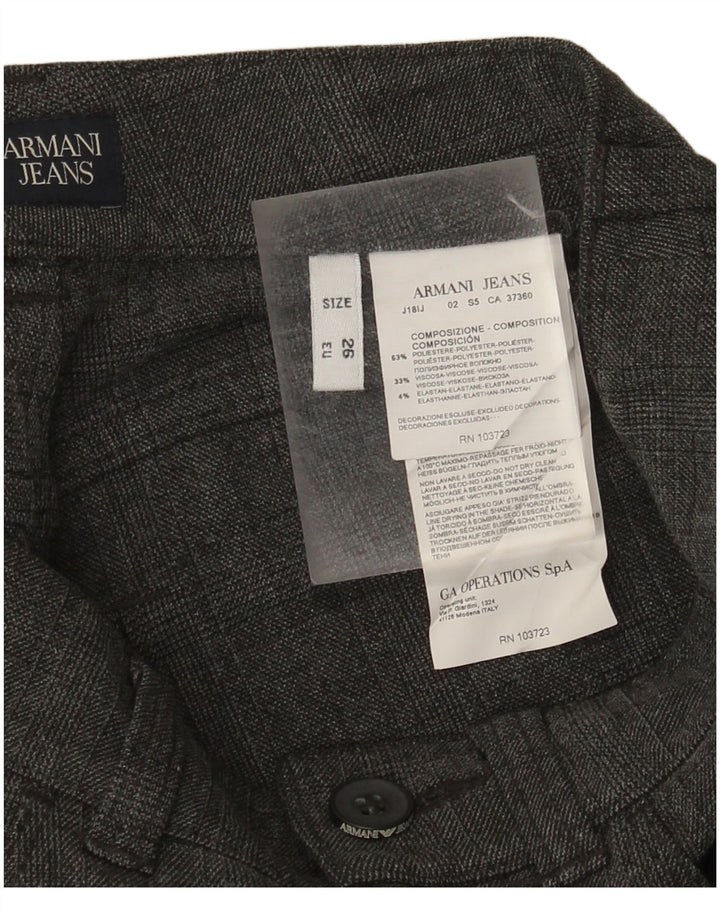 Calça feminina casual slim Armani W26 L28 poliéster xadrez cinza