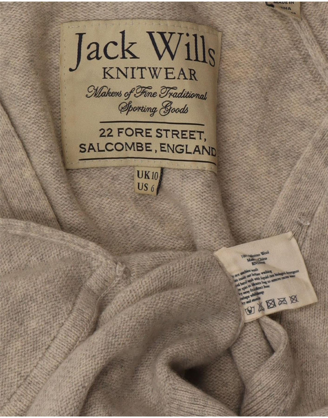Suéter cardigã feminino Jack Wills Reino Unido 10 lã cinza pequena