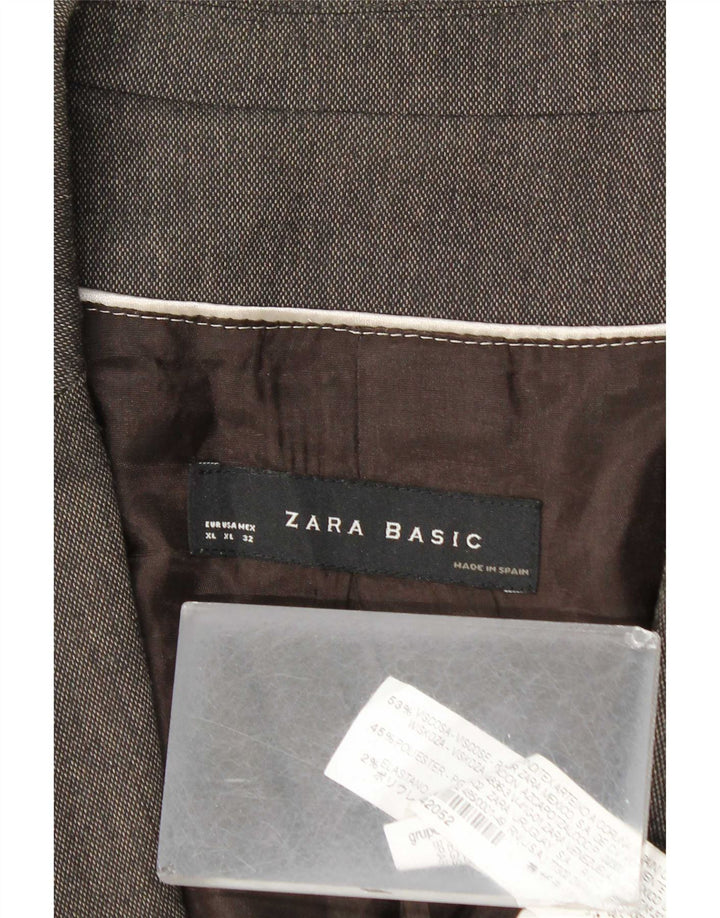 Jaqueta blazer feminina Zara com 1 botão Reino Unido 18 XL cinza viscose