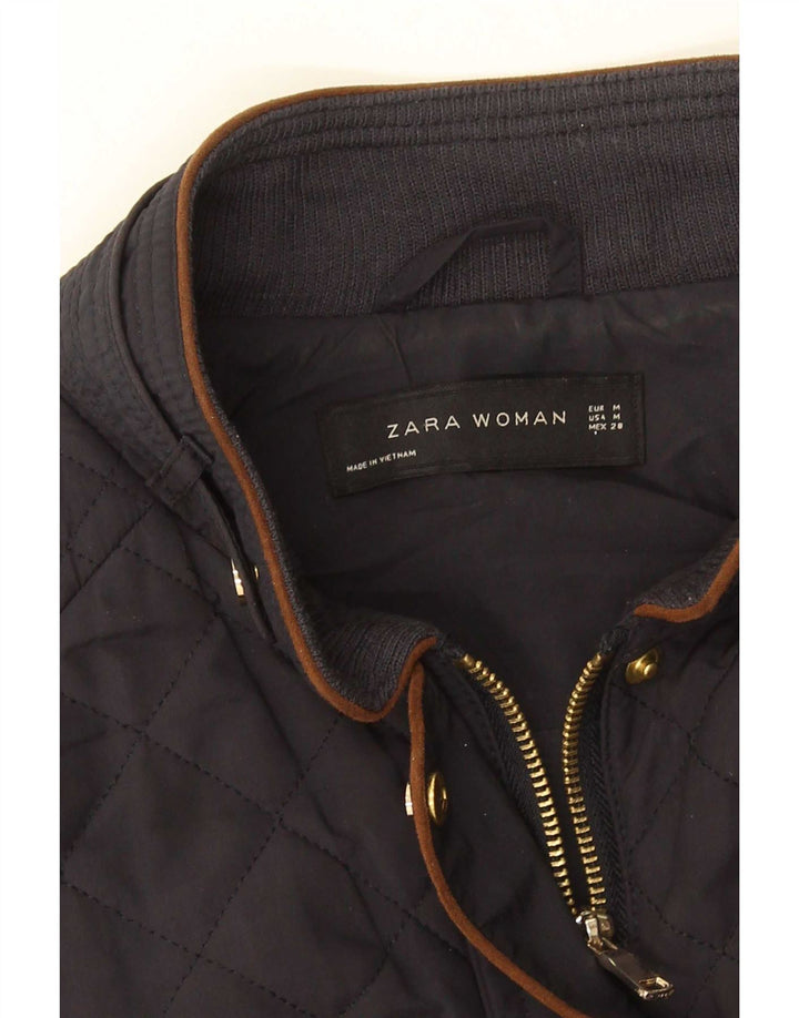 Jaqueta acolchoada feminina Zara UK 12 médio preto