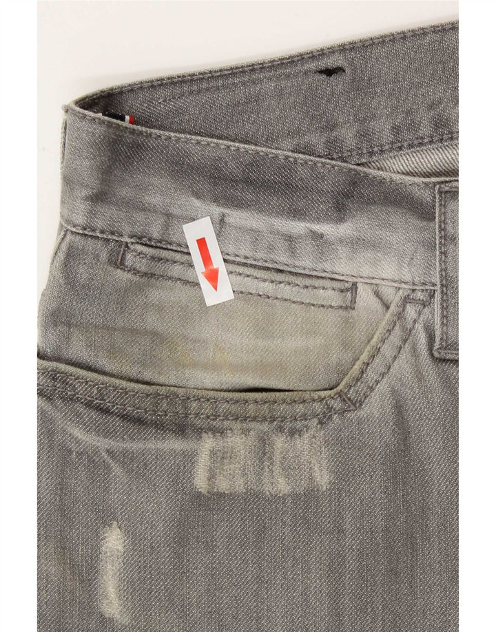 Calça jeans reta masculina Armani desgastada W32 L29 algodão cinza