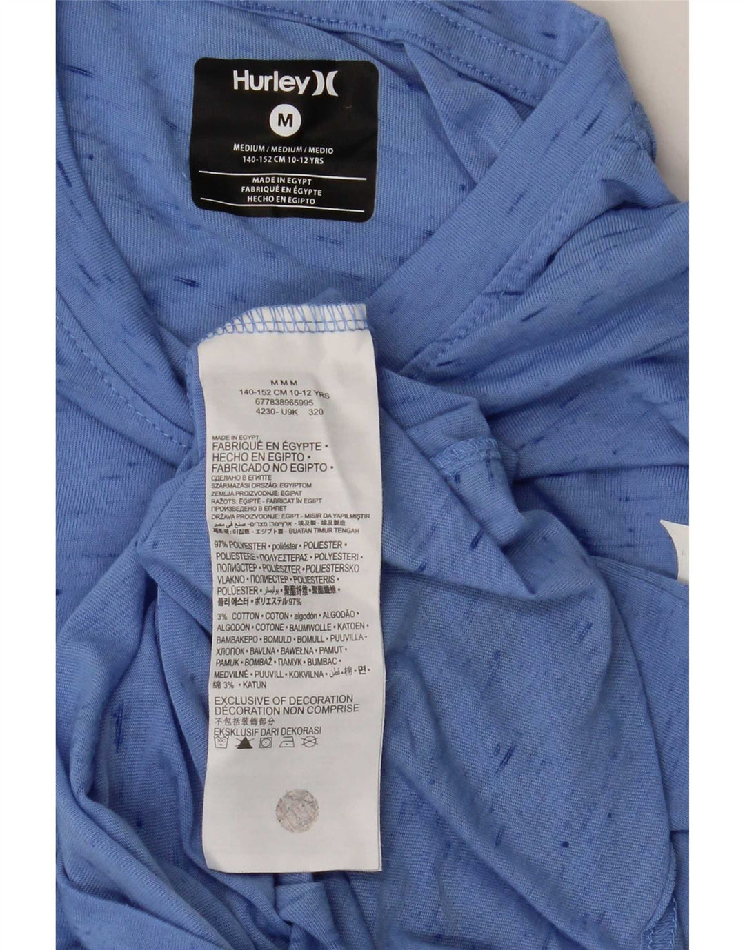 Hurley Boys Graphic Top manga comprida 10-11 anos médio azul manchado