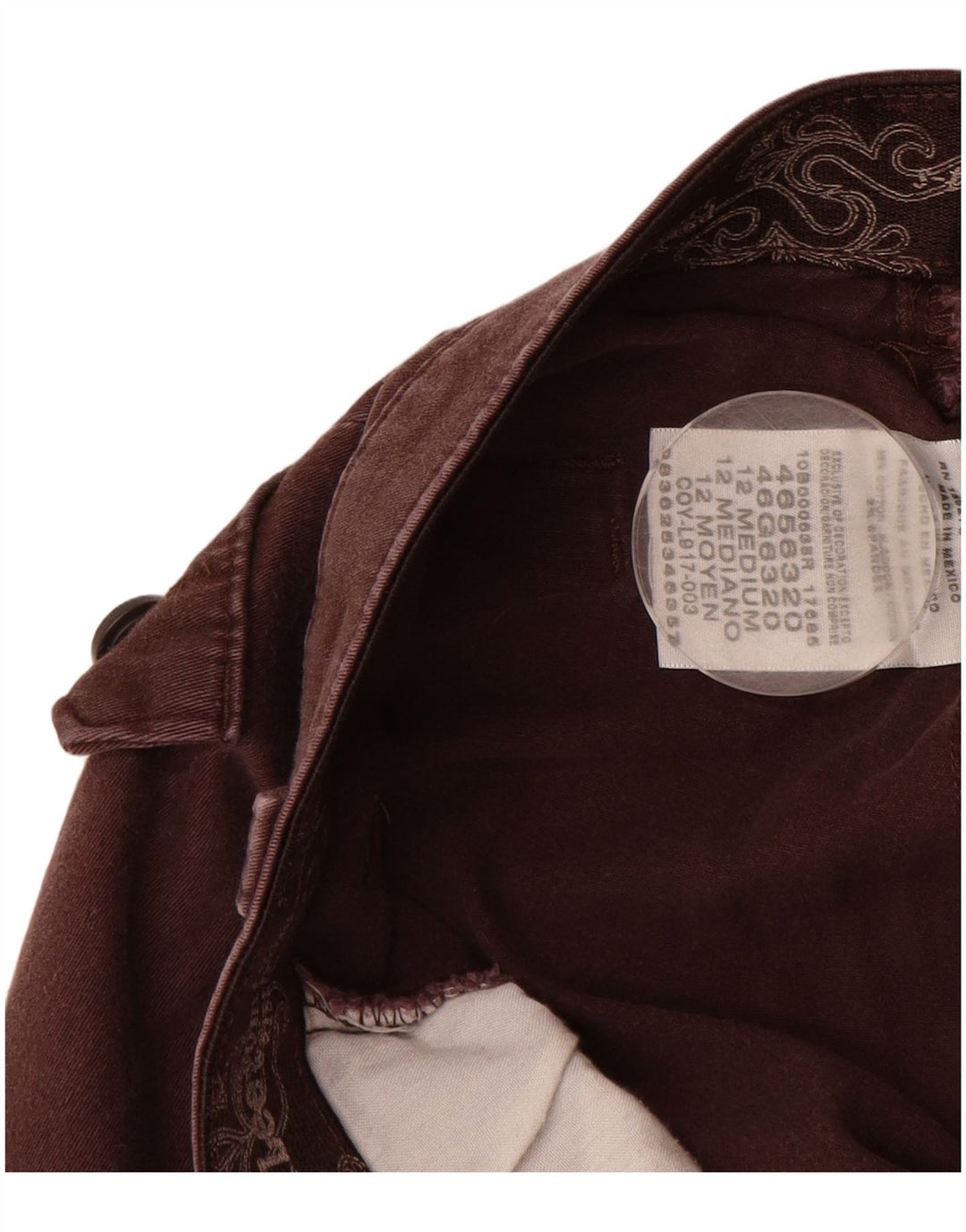 Calça feminina casual reta LEE US 12 grande W32 L31 algodão marrom