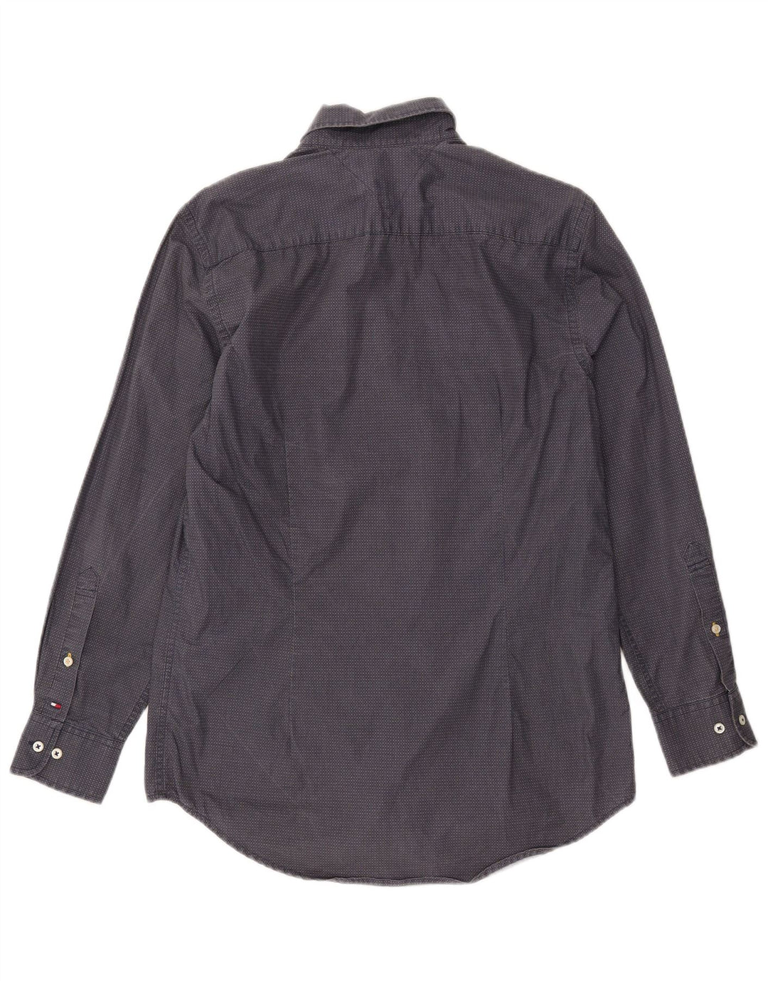 Camisa masculina TOMMY HILFIGER slim fit médio algodão manchado azul marinho