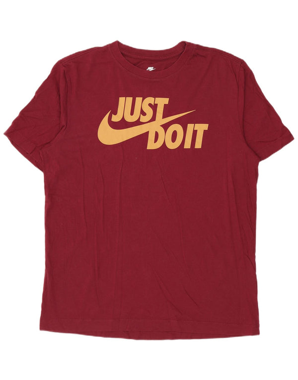 Camiseta gráfica masculina NIKE Top médio algodão Borgonha