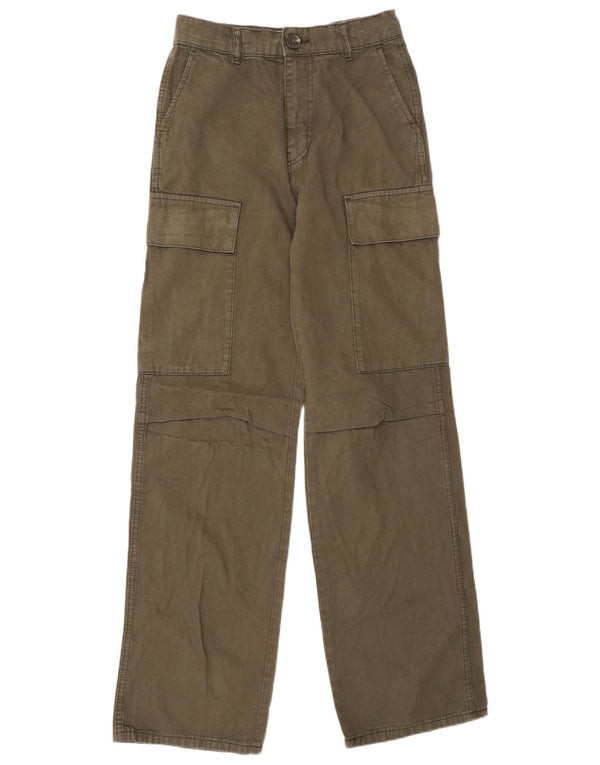 Calça cargo reta feminina Zara EU 34 2XS W25 L31 cáqui