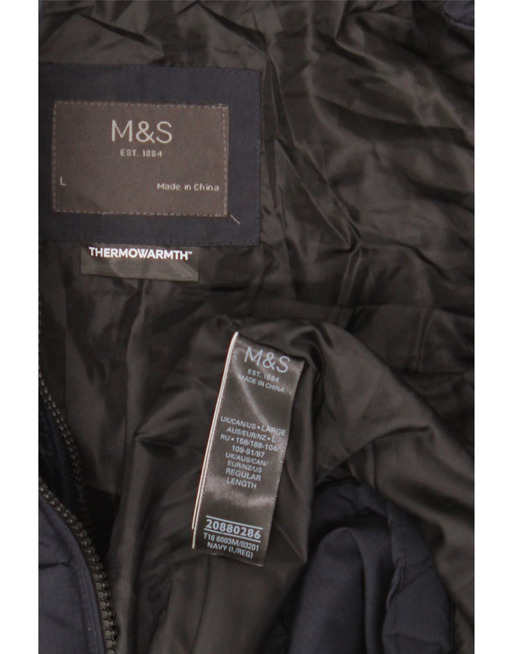 Jaqueta acolchoada masculina Marks & Spencer Reino Unido 40 grande poliéster azul marinho