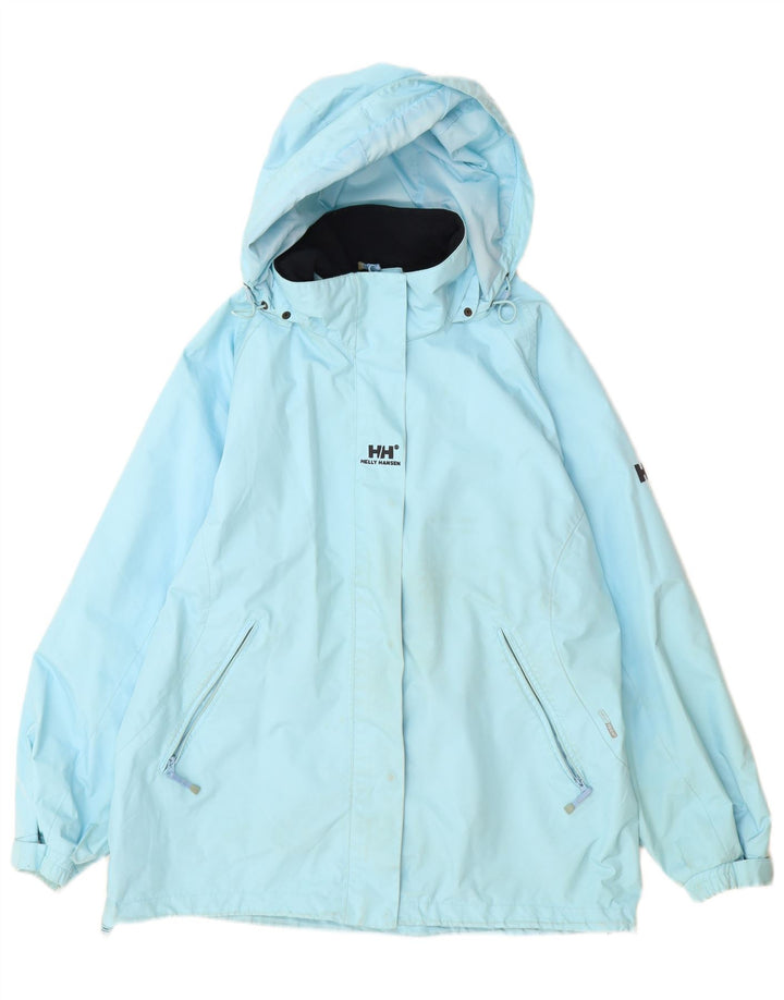 Jaqueta de chuva com capuz feminino Helly Hansen UK 18 XL azul poliéster