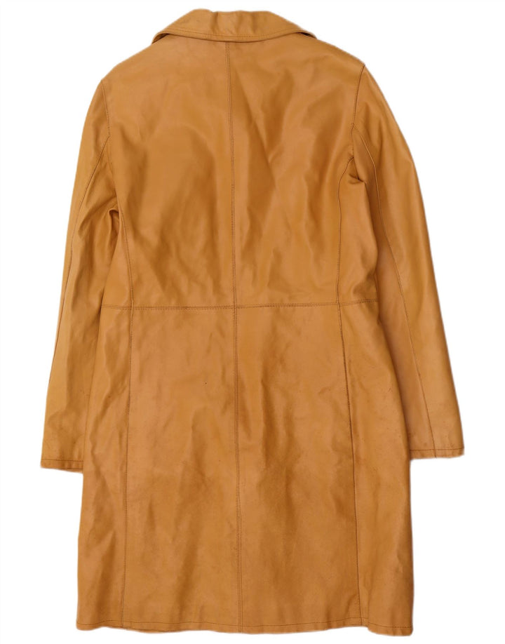 Casaco de couro feminino vintage IT 46 grande couro marrom