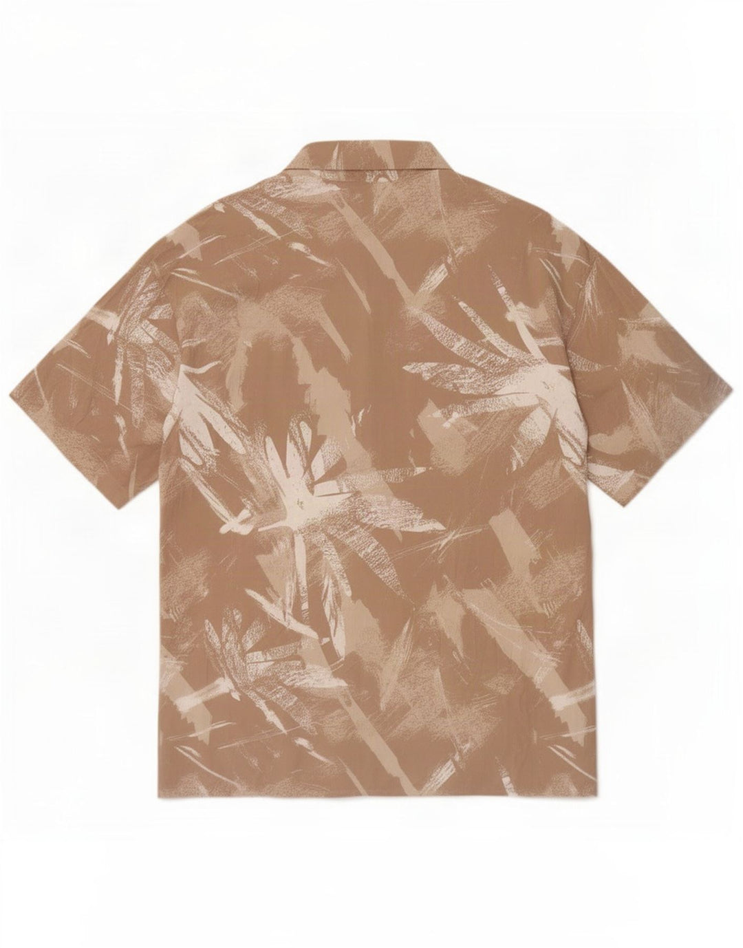 Camisa masculina de manga curta com padrão abstrato Jack & Jones viscose bege médio