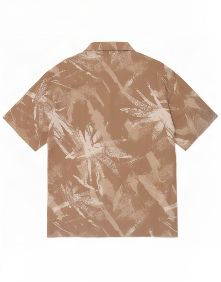Camisa masculina de manga curta com padrão abstrato Jack & Jones viscose bege médio