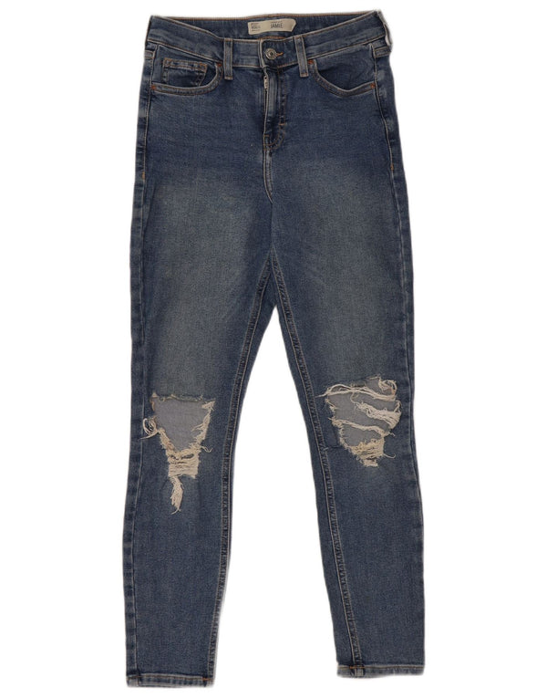 Topshop feminino Jamie Distressed Crop Skinny Jeans W26 L25 Azul Poliéster