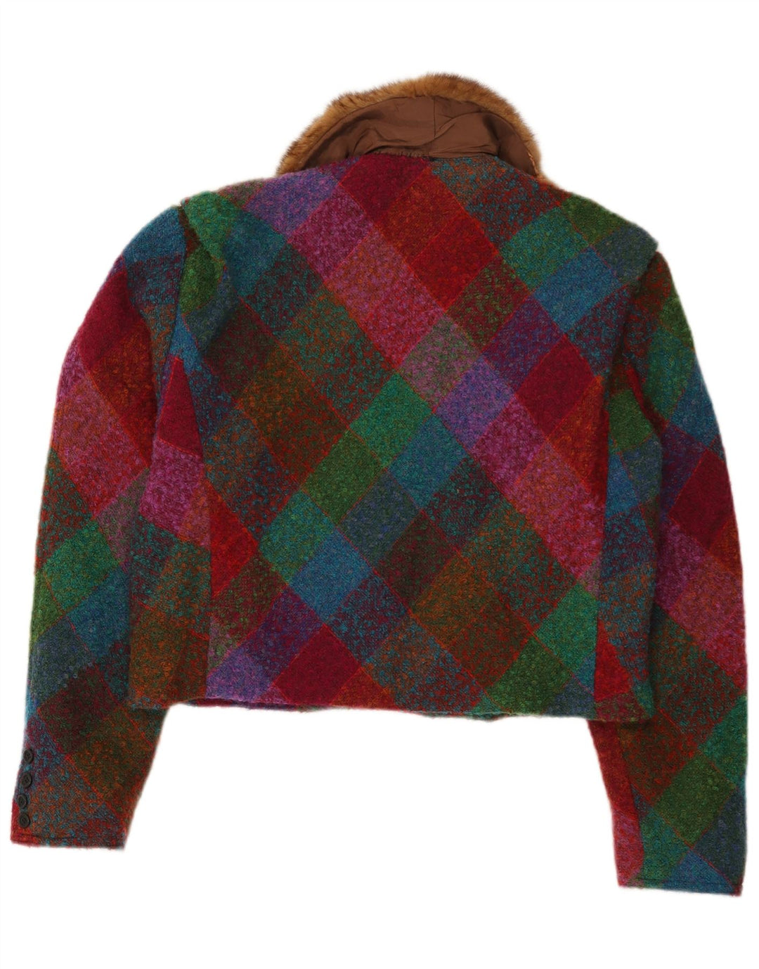 Jaqueta blazer feminina VINTAGE UK 14 grande multicolorida Argyle/Diamante