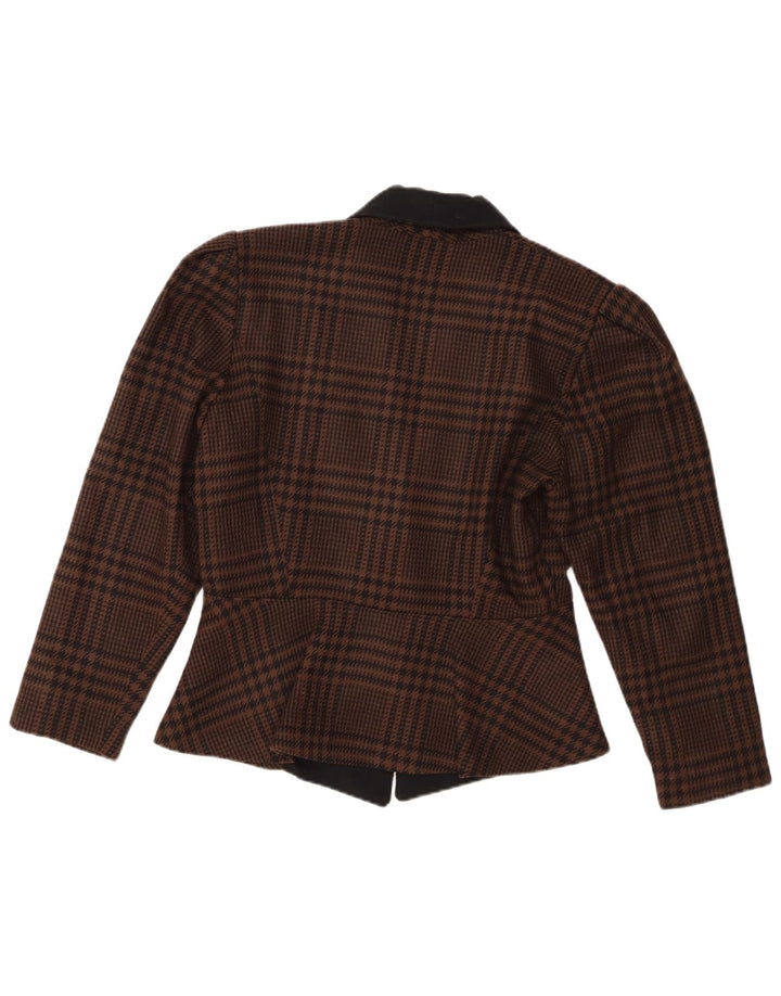 Jaqueta blazer feminina vintage com 1 botão IT 46 grande marrom houndstooth