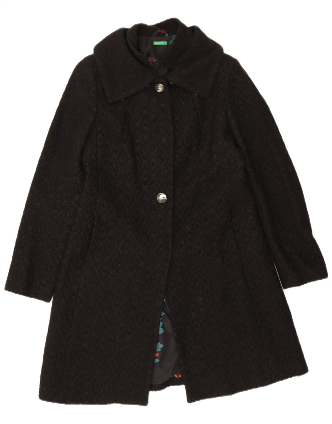 Sobretudo feminino Benetton IT 44 médio preto argyle/diamante