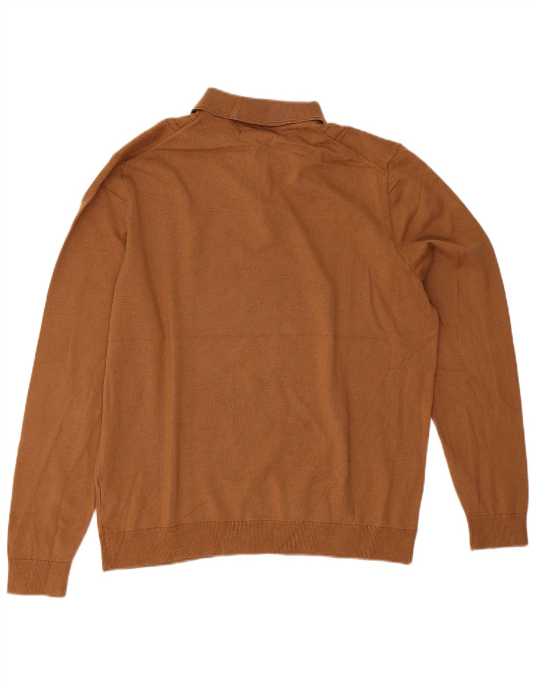 Suéter masculino Marks & Spencer com gola polo, grande algodão marrom