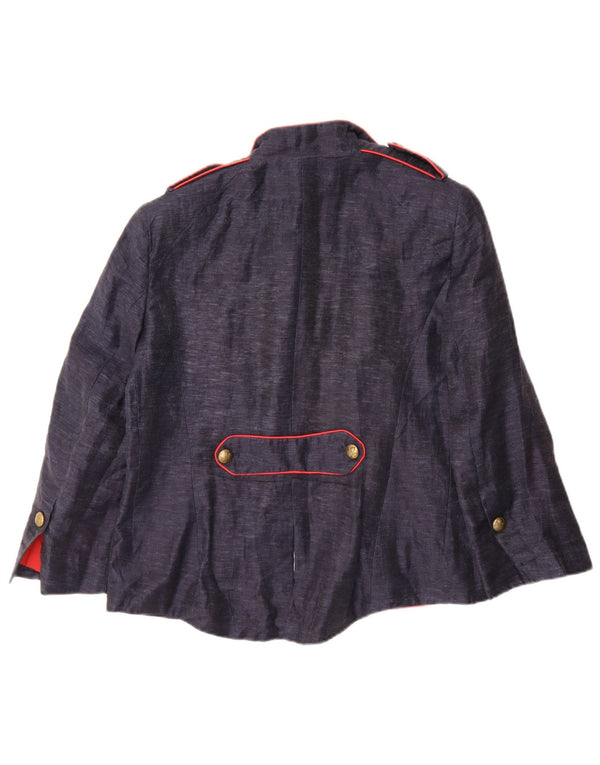 Jaqueta blazer militar feminina Zara Reino Unido 14 grande algodão azul marinho