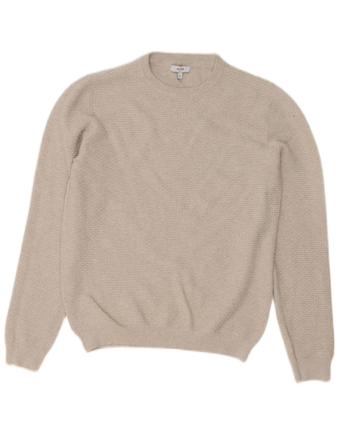 Suéter masculino Reiss com gola redonda e algodão bege pequeno