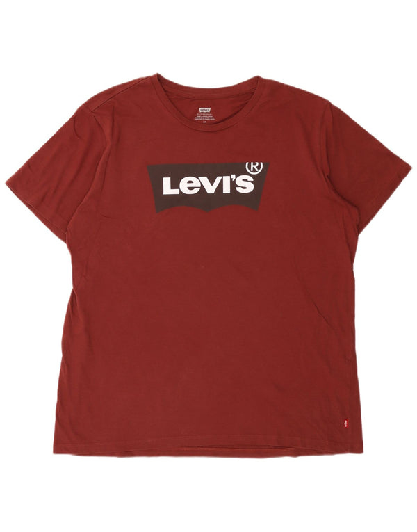 Camiseta gráfica masculina Levi's Top grande de algodão Borgonha