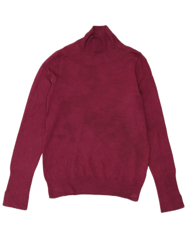 Suéter feminino Zara com gola tartaruga Reino Unido 12 médio Borgonha manchado
