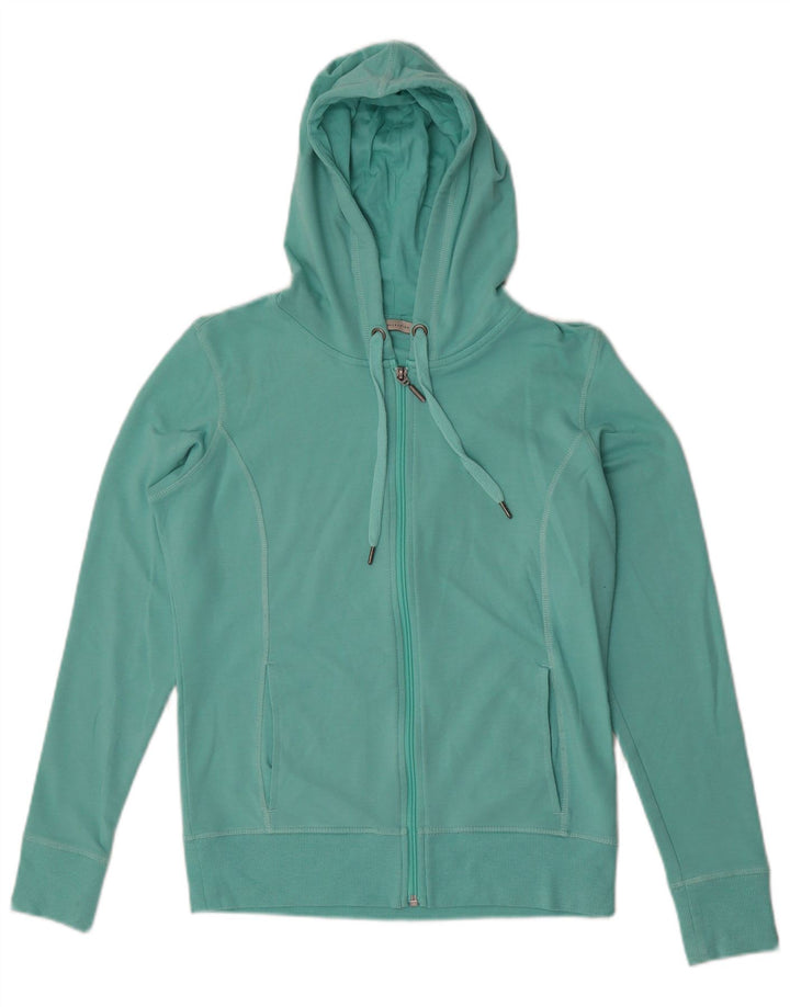 Suéter feminino Marks & Spencer com capuz e zíper Reino Unido 12 algodão turquesa médio