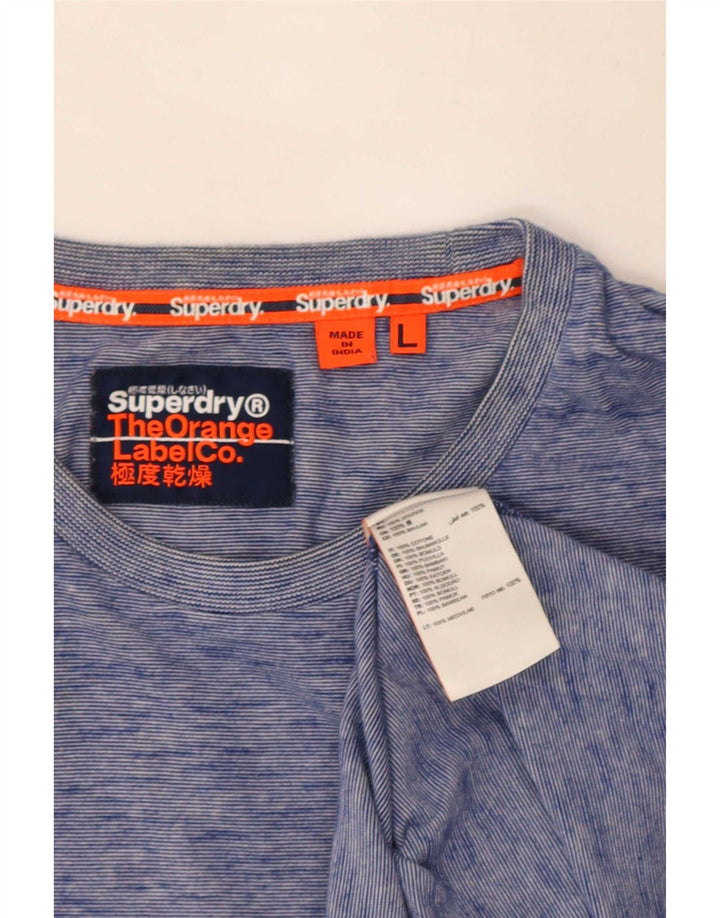 Camiseta masculina Superdry Top grande algodão manchado azul
