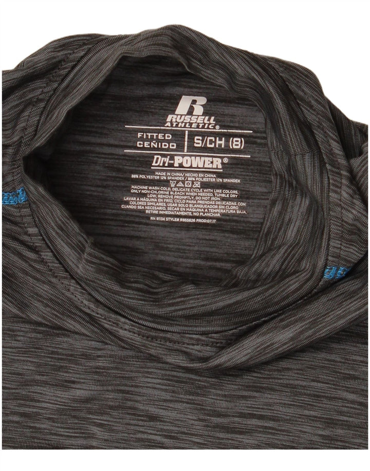 Russell Athletic Boys Top manga comprida 7-8 anos pequeno cinza manchado