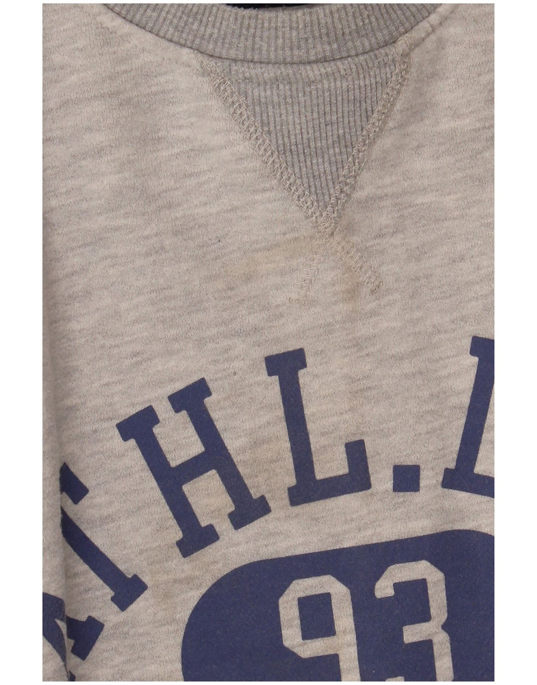 Crew Clothing Mens moletom gráfico jumper grande algodão manchado cinza