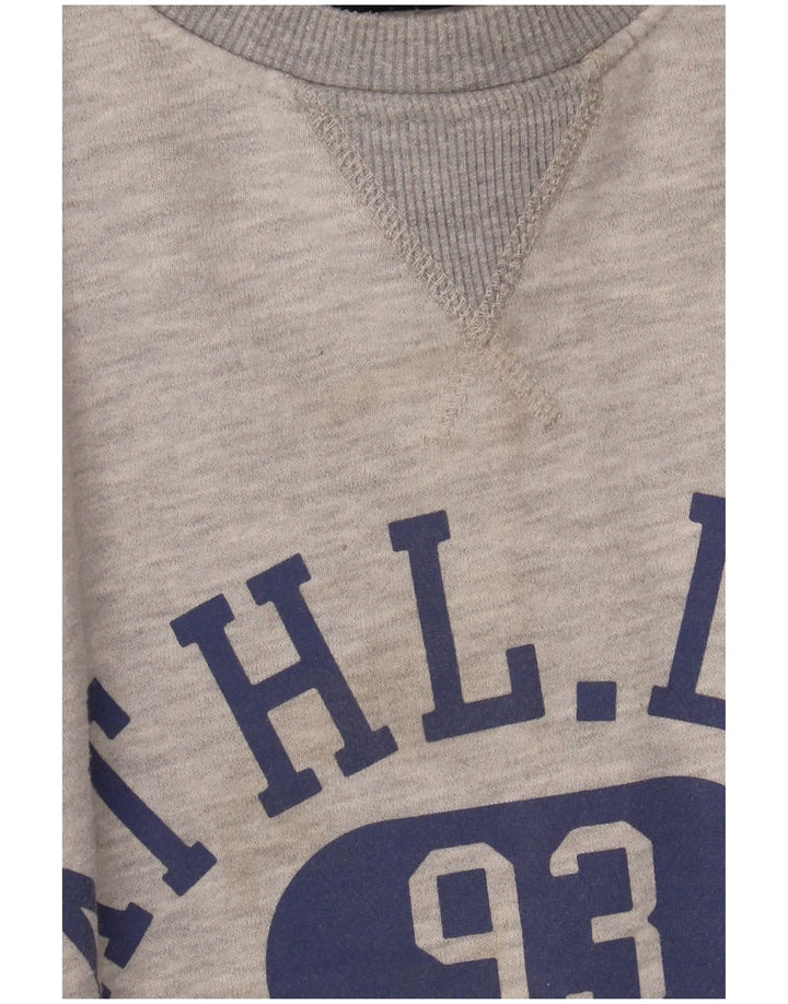 Crew Clothing Mens moletom gráfico jumper grande algodão manchado cinza