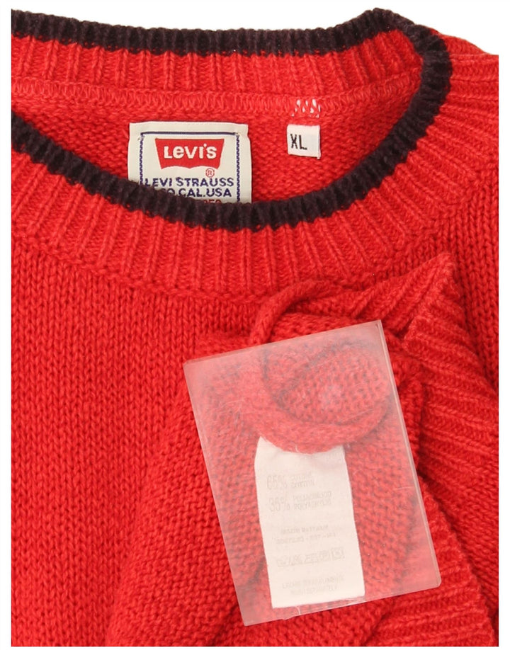 Suéter masculino Levi's com gola redonda XL de algodão vermelho