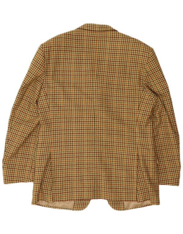 Jaqueta blazer masculina Ermenegildo Zegna com 3 botões IT 52 grande bege houndstooth