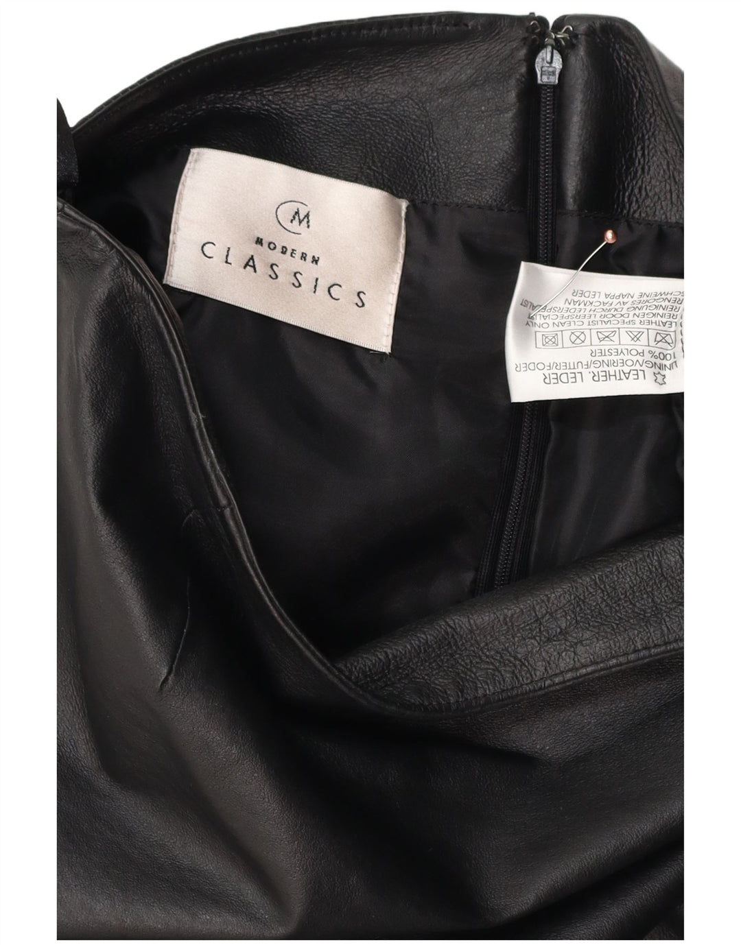 Saia feminina CLASSIC de couro médio W28 couro preto