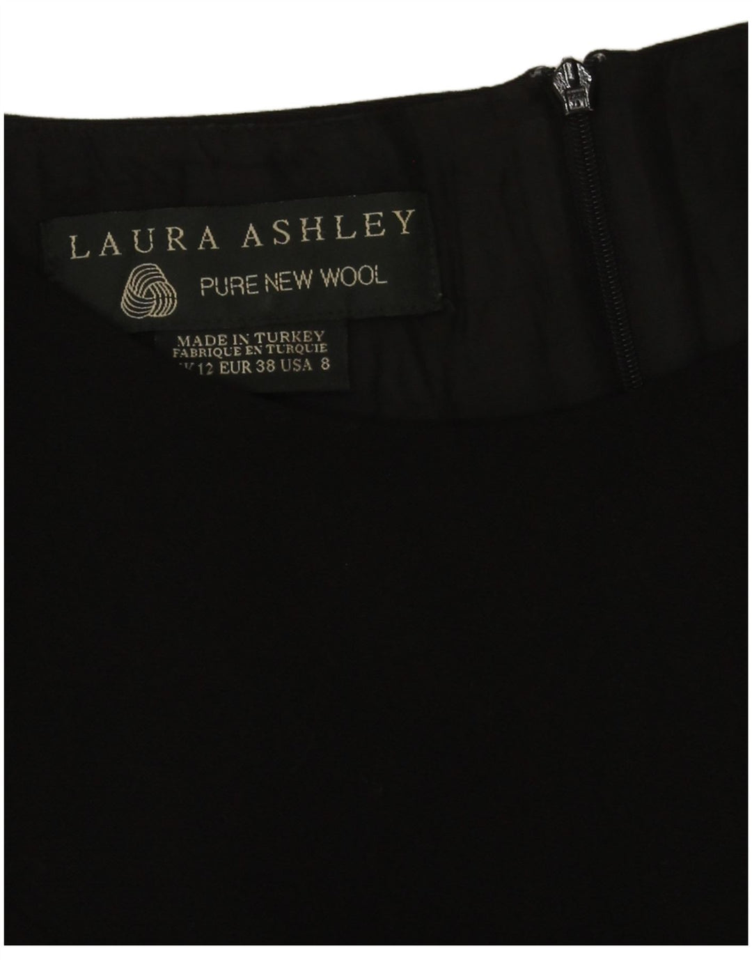 Vestido bainha feminino Laura Ashley Reino Unido 12 médio preto lã nova