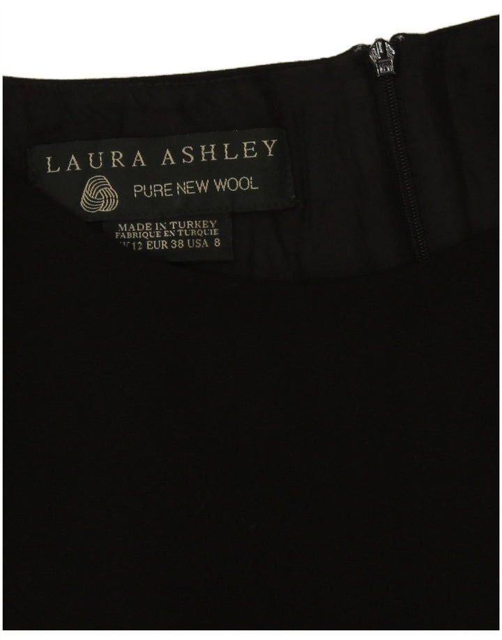 Vestido bainha feminino Laura Ashley Reino Unido 12 médio preto lã nova