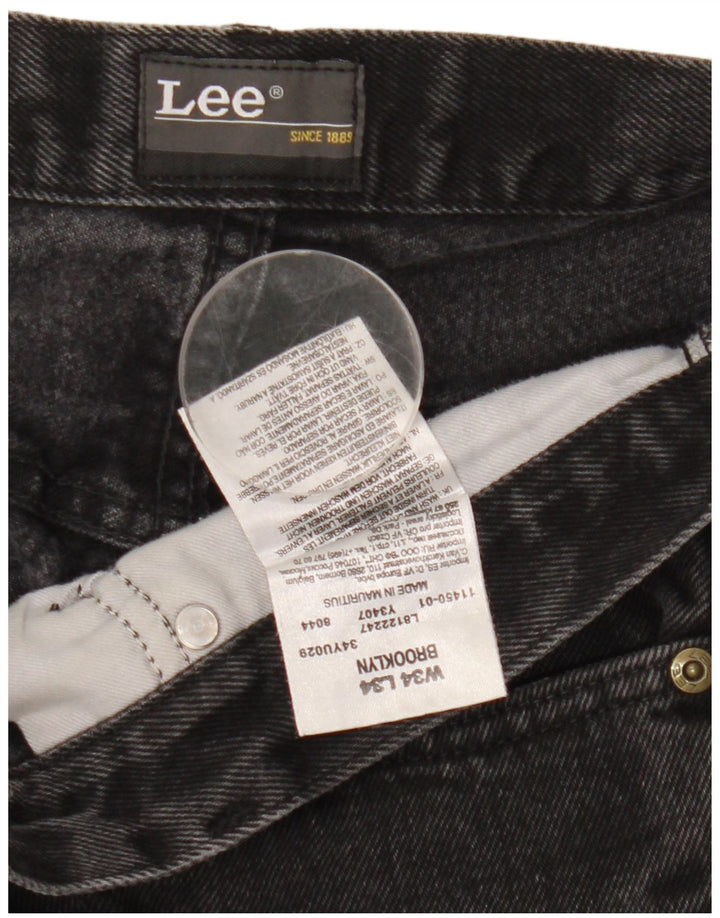 Lee Mens Brooklyn Straight Jeans W34 L31 Algodão Preto