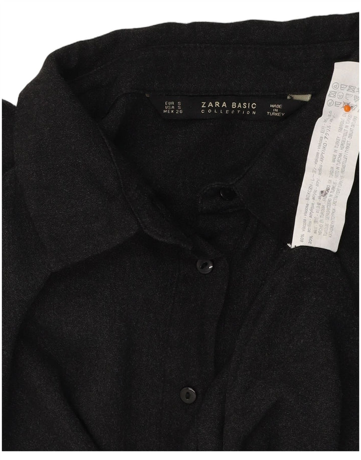 ZARA Blusa feminina oversized Reino Unido 10 pequena viscose cinza