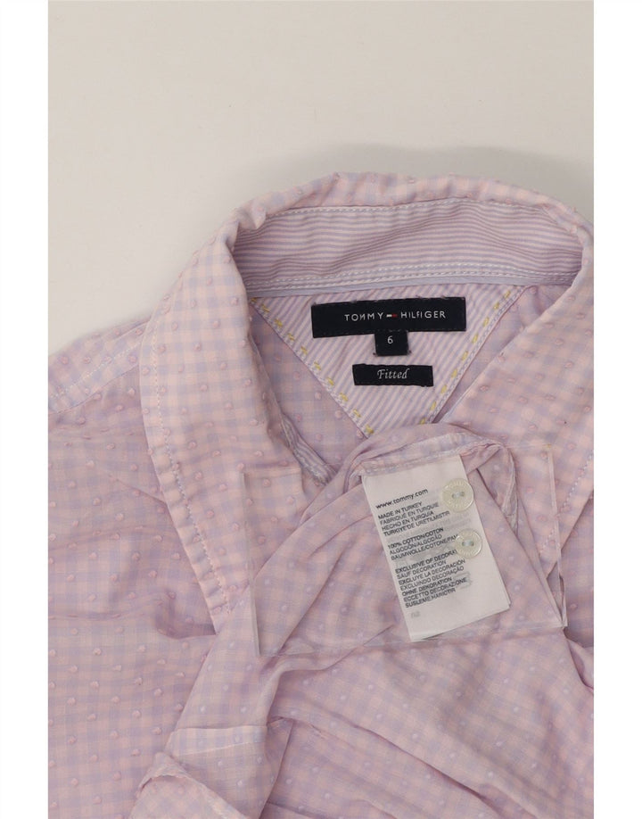 TOMMY HILFIGER Womens Fitted Shirt US 6 Medium Pink Check Cotton Vintage Tommy Hilfiger and Second-Hand Tommy Hilfiger from Messina Hembry 