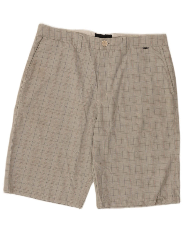 Hurley Mens Chino Shorts W32 Poliéster Xadrez Bege Médio