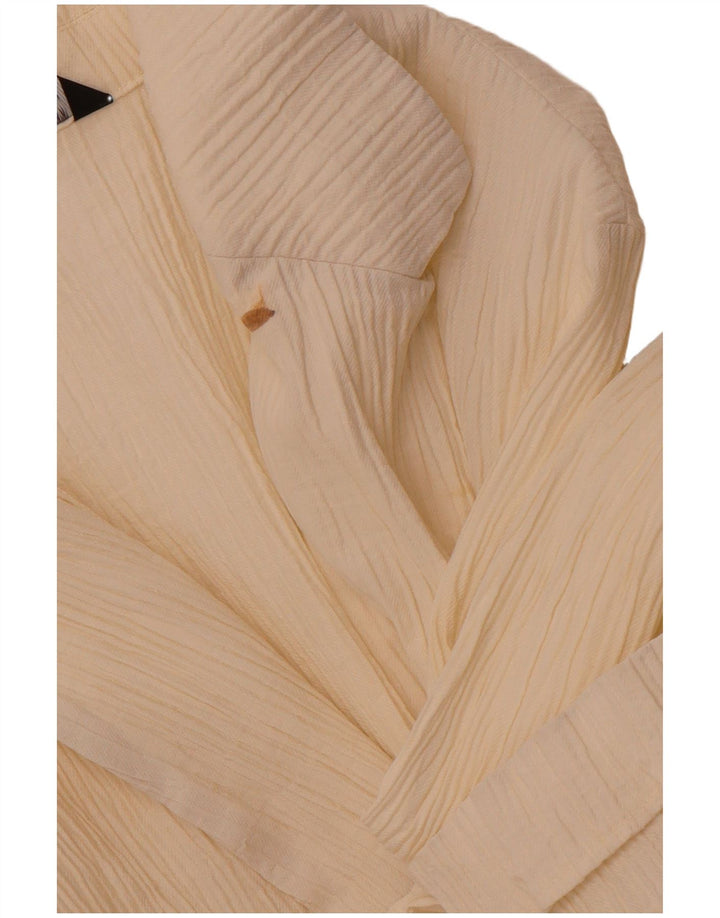 ZARA Womens Double Breasted Blazer Jacket UK 12 Medium Beige Lyocell