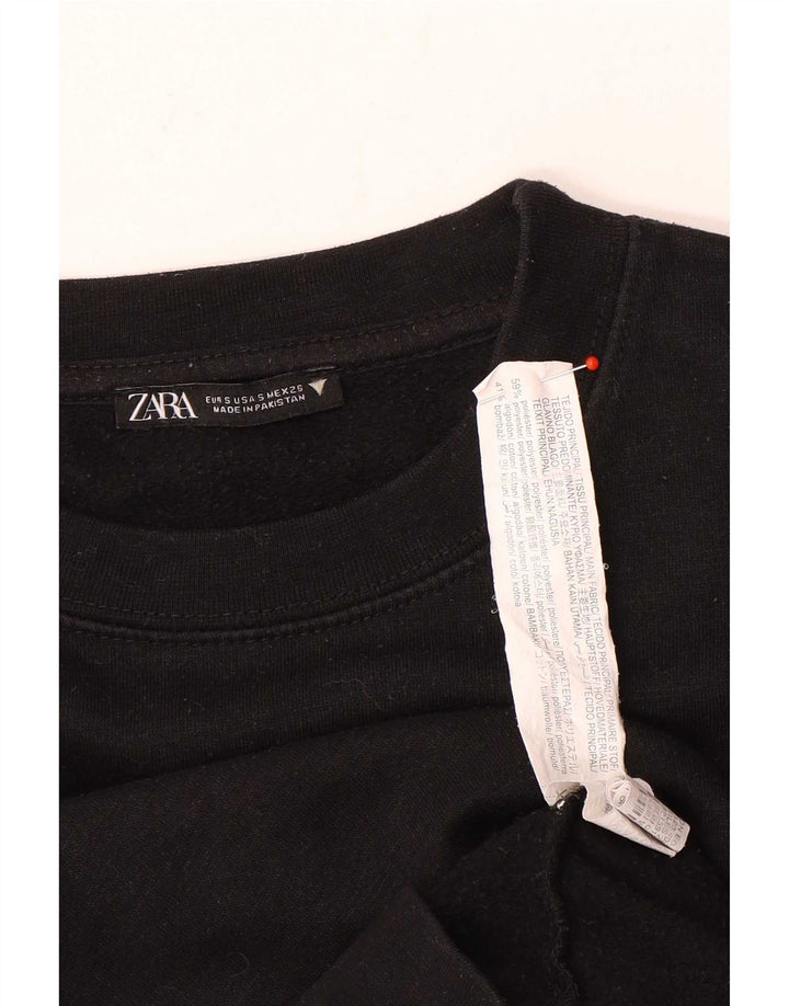 Zara Womens Crop Oversized Sweatshirt Jumper Reino Unido 10 Pequeno Poliéster Preto