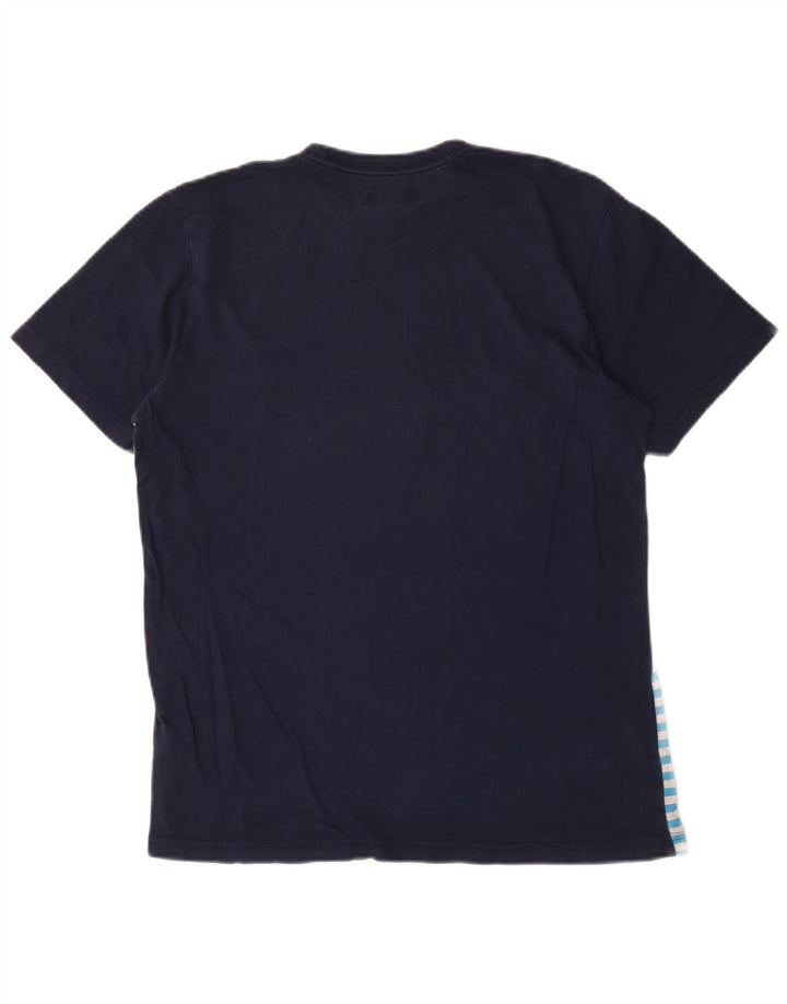 Adidas Camiseta Masculina Top Médio Azul Marinho Listrado Algodão