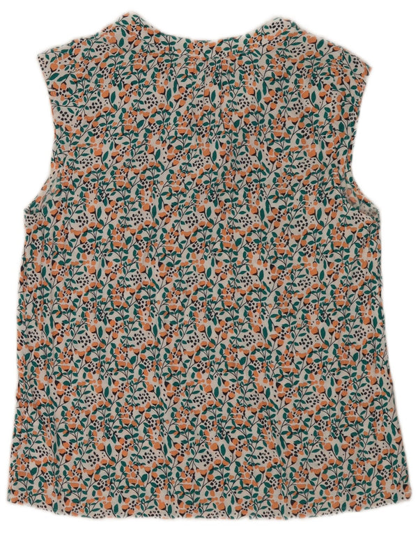 Blusa feminina sem mangas Crew Clothing Top UK 10 pequena viscose floral branca