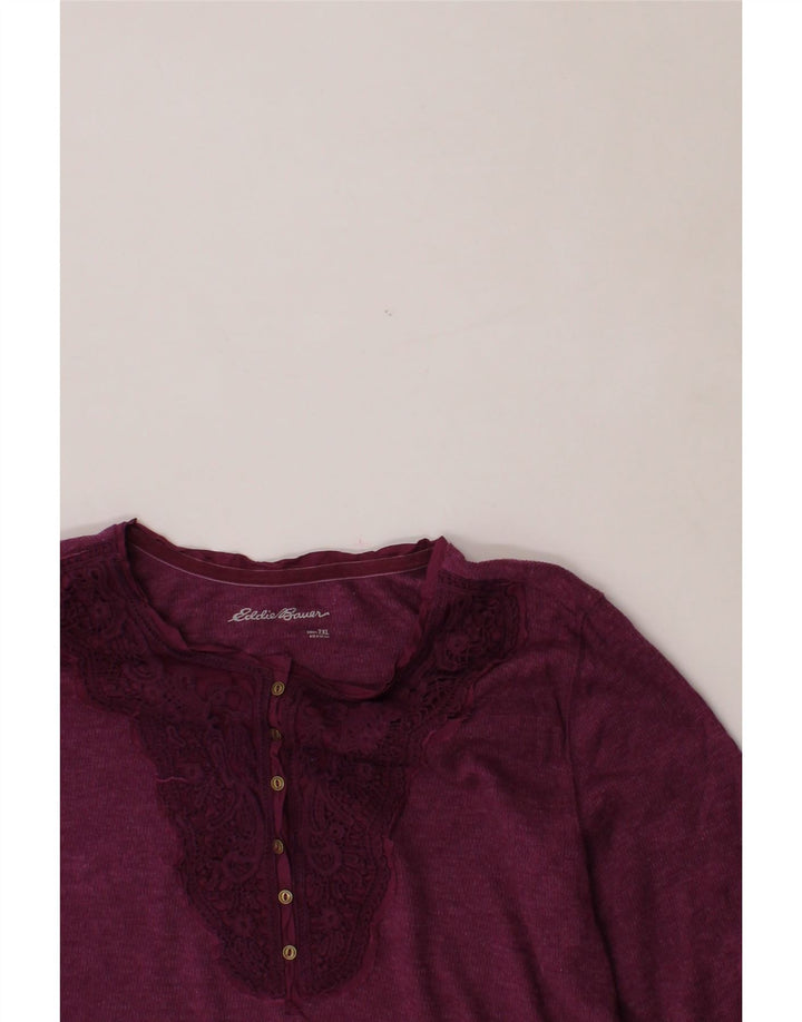 EDDIE BAUER Womens Top Long Sleeve UK 20 2XL Burgundy Cotton Vintage Eddie Bauer and Second-Hand Eddie Bauer from Messina Hembry 