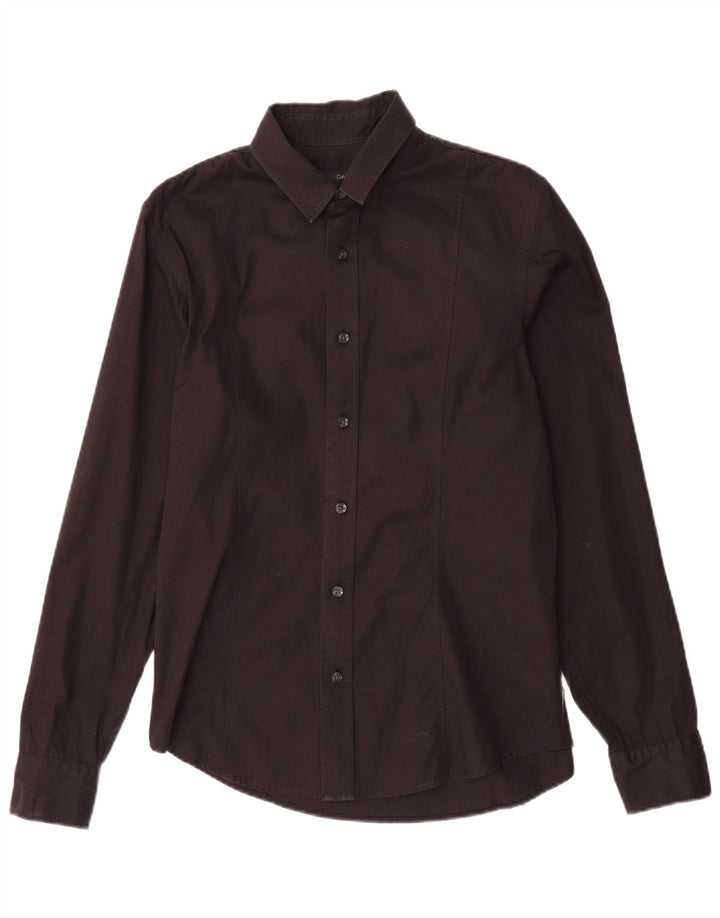 Camisa masculina Calvin Klein Jeans média preta de algodão