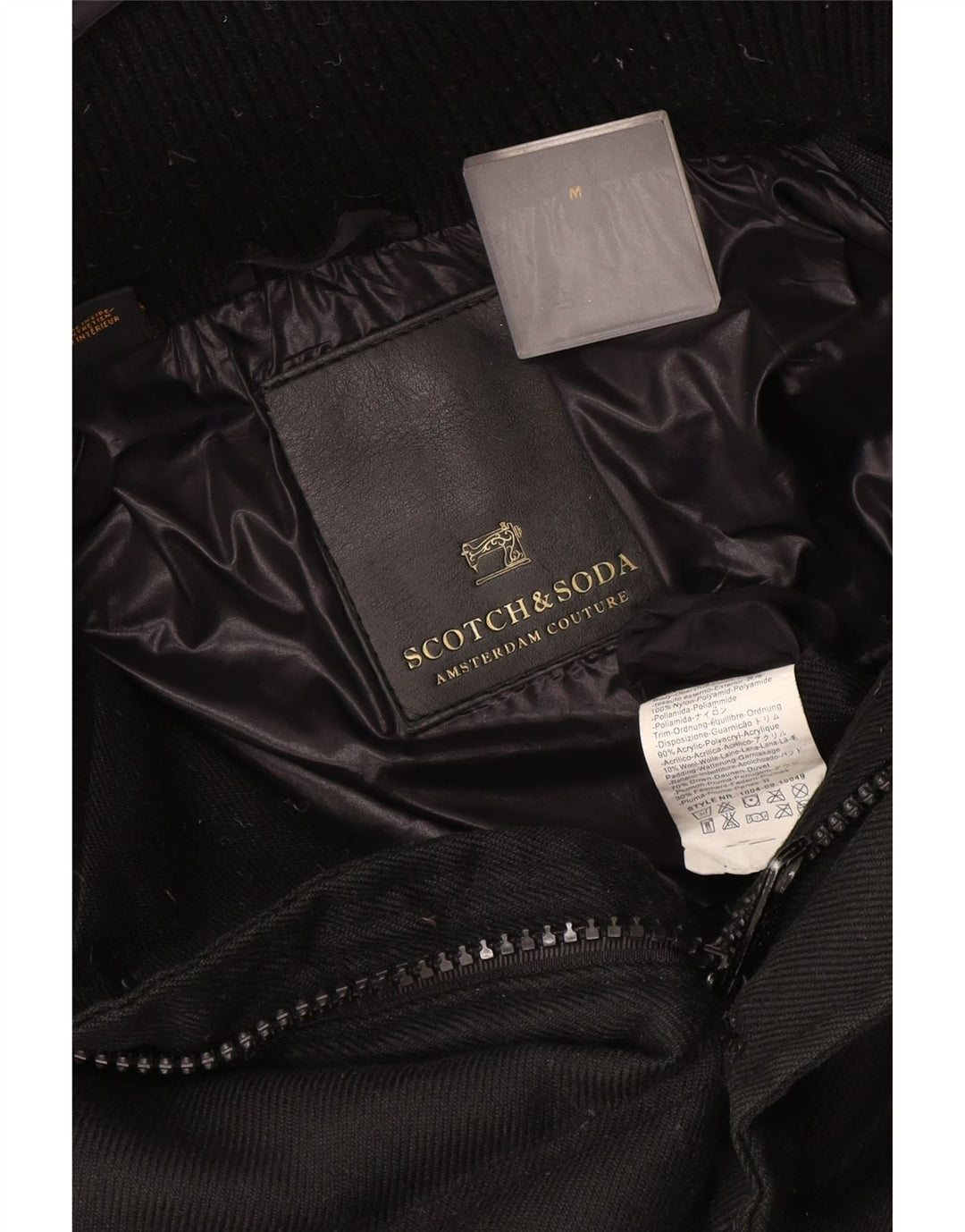 Jaqueta masculina acolchoada com capuz Scotch & Soda Reino Unido 38 nylon preto médio